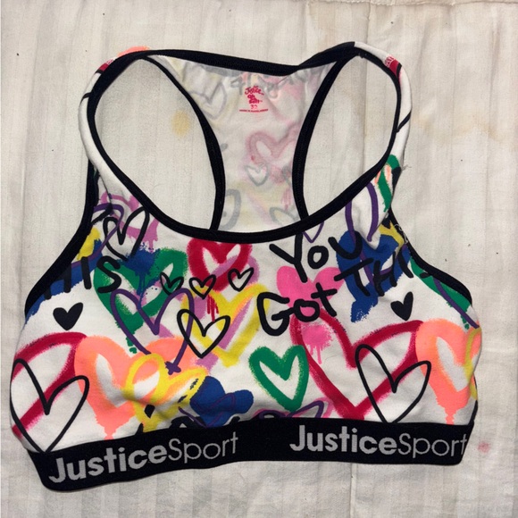 Ladies new justice sport 32 bust stretchy colorful adorable workout top or bra - Picture 7 of 7